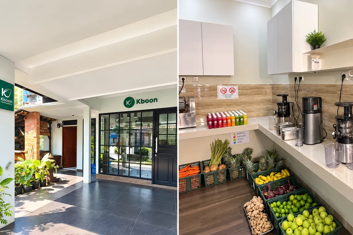 Bagian depan Dapur Bekasi dengan papan nama Kboon